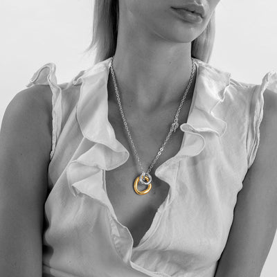 UNITY Simple Necklace with Tiny Pendant in Silver & Gold Plated Silver