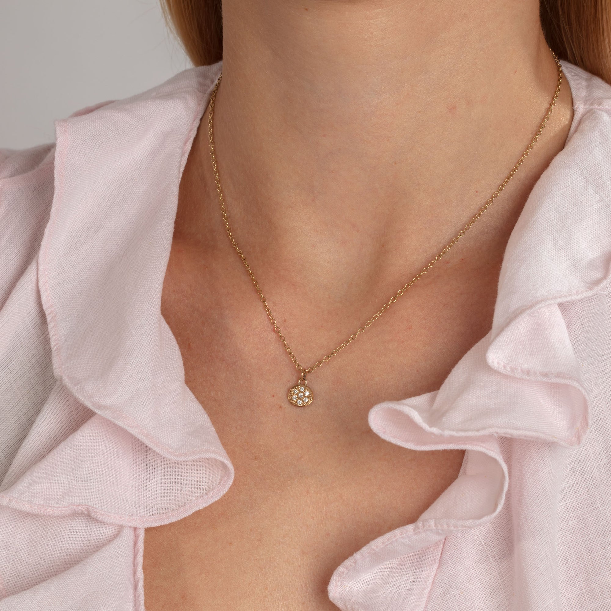 MODERN PAVE 7 Diamonds Necklace in 9ct Gold - Corinne Hamak Jewellery