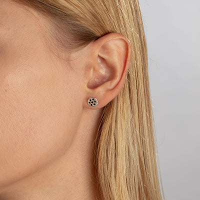 MODERN PAVE 7 Diamonds Stud Earrings in Silver