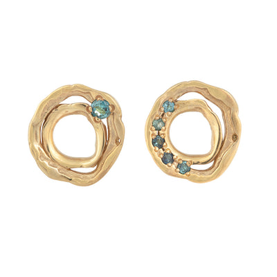 DISTORTION Combo Stud Earrings in Silver & Gold Plated Silver