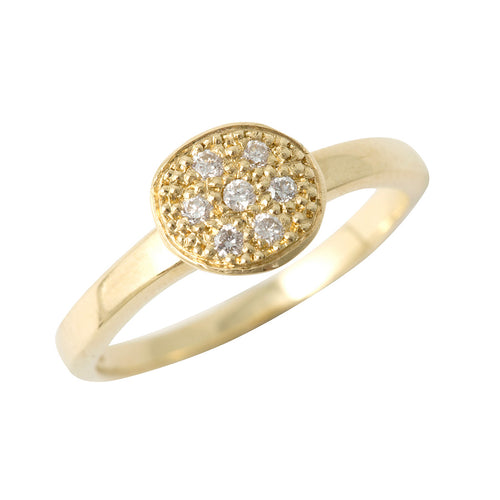 BRIDAL MODERN PAVE 7 Diamonds Ring Yellow Gold