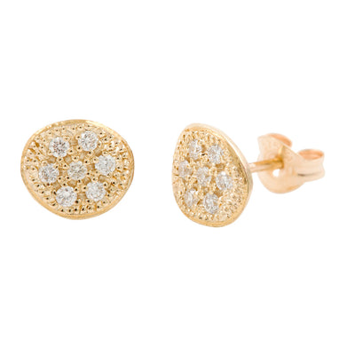 MODERN PAVE  7 Diamonds Stud  Earrings in 9K