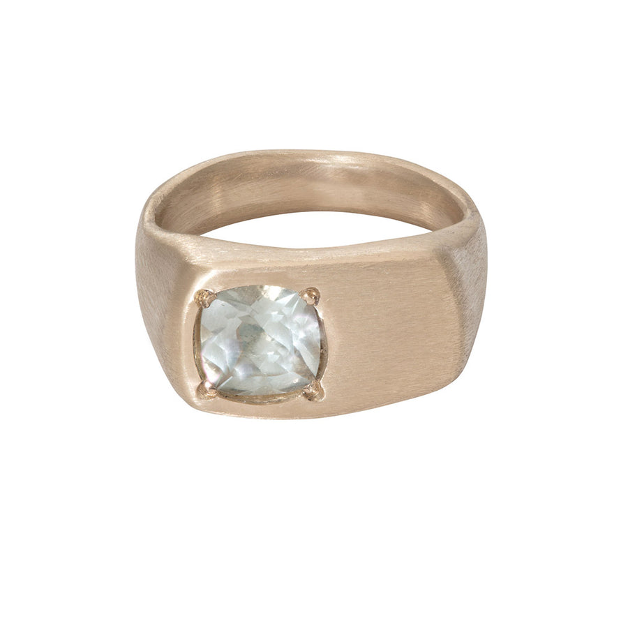 CONNECTIONS Large Ring in 9ct Yellow Gold with Green Quartz