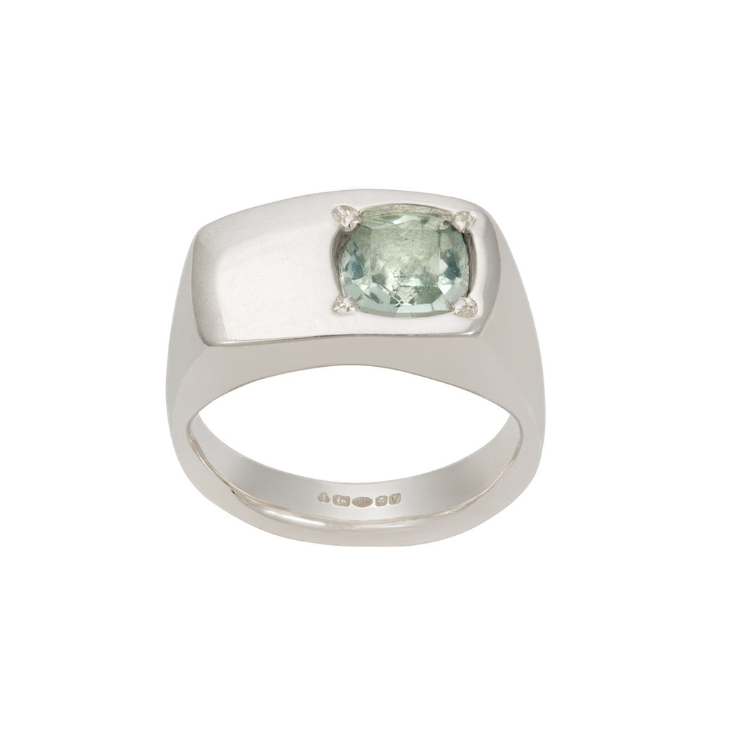 CONNECTIONS Large Ring in Silver with Green Quartz