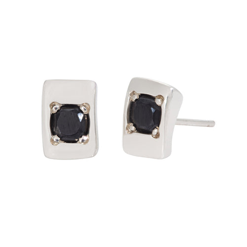 CONNECTIONS Small Stud Earrings in Silver with Black Spinel