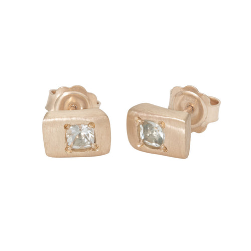 CONNECTIONS Small Stud Earrings in 9carat Yellow Gold and Green Quartz