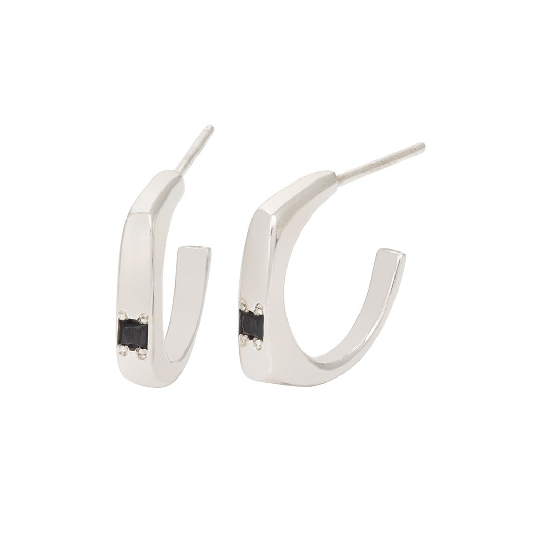 CONNECTIONS Large Sleeper Stud Earrings with Black Spinel