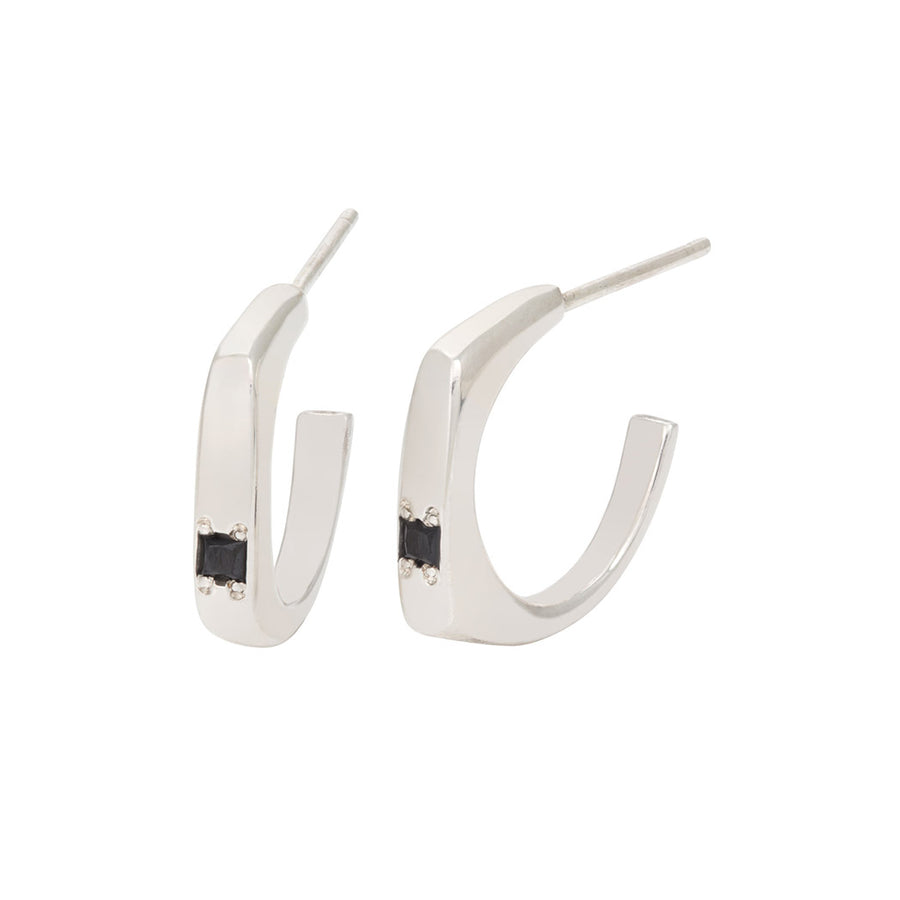 CONNECTIONS Large Sleeper Stud Earrings with Black Spinel