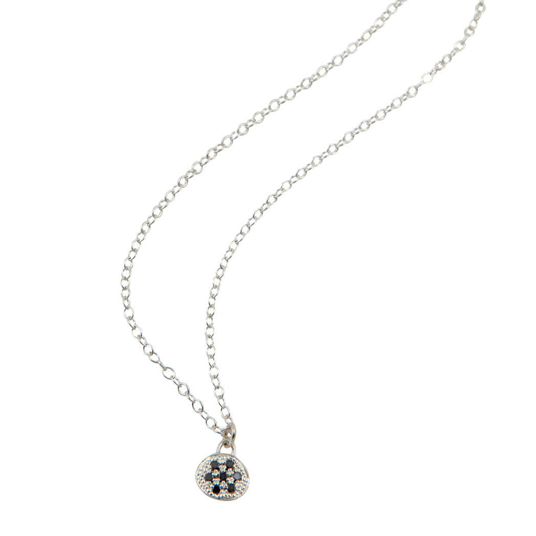 MODERN PAVE 7 Black Diamonds Necklace in Silver