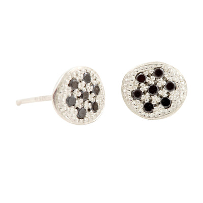 MODERN PAVE 7 Diamonds Stud Earrings in Silver