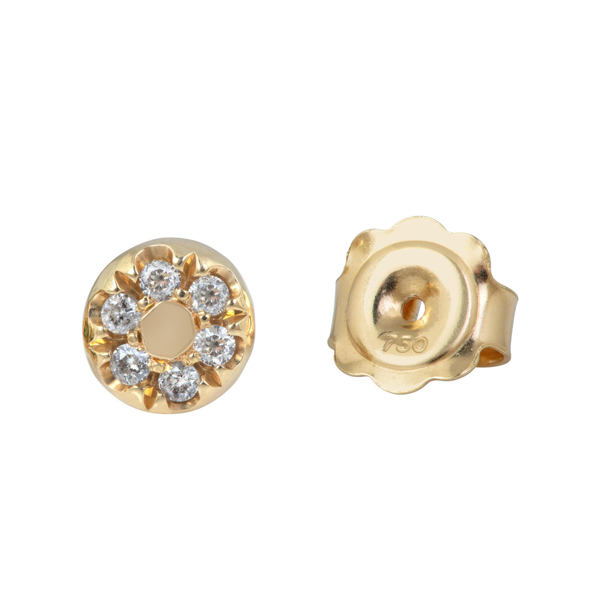 Modern Pave Diamond Love Stud Earring in 18ct Yellow Gold