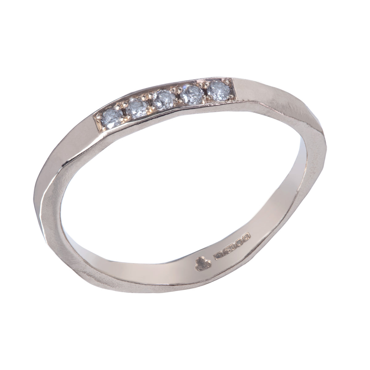 Trust Ring with 5 Grey Diamonds in Yellow or White Gold or Platinum