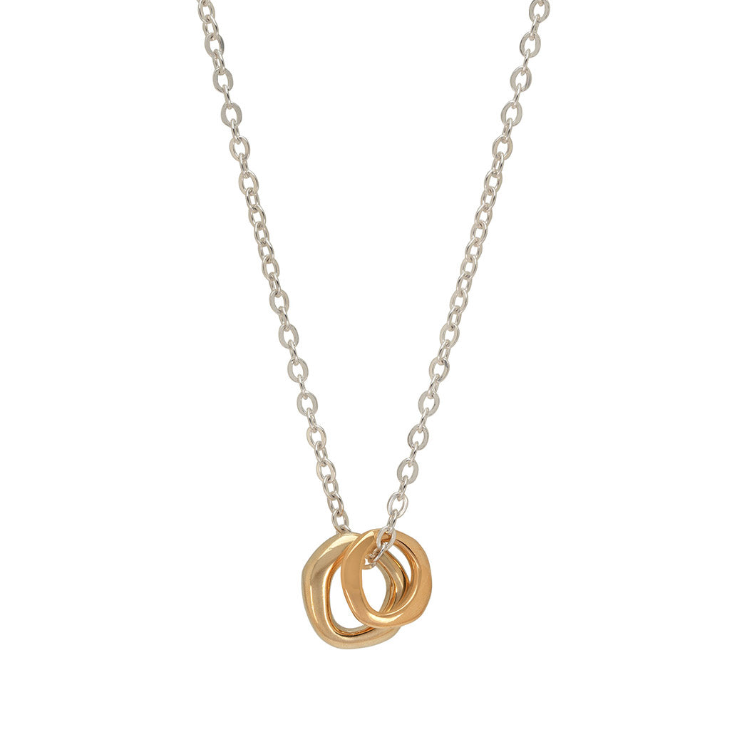 UNITY Simple Necklace with Medium Pendant in Silver & Gold Plated Silver