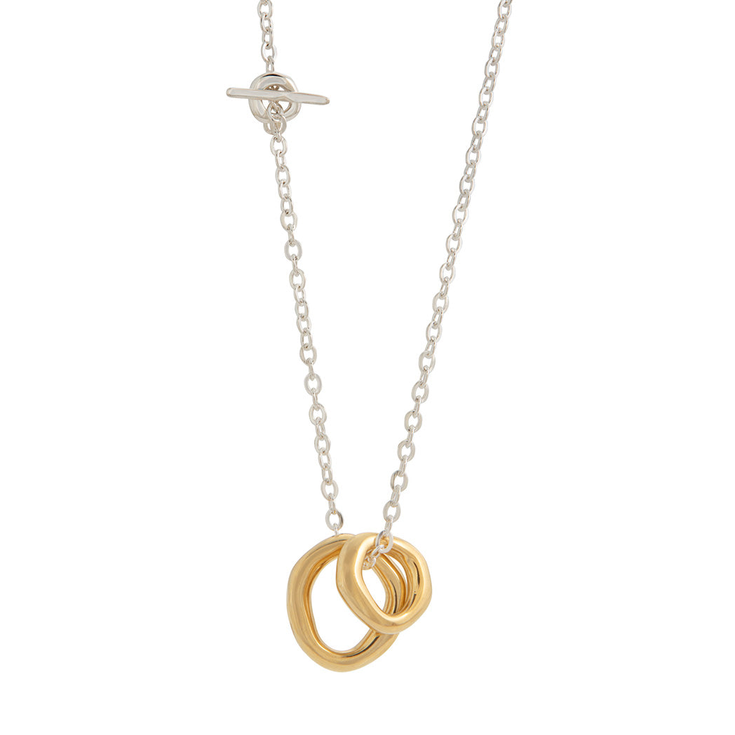 UNITY Simple Necklace with Large Pendant in Silver Gold Plated