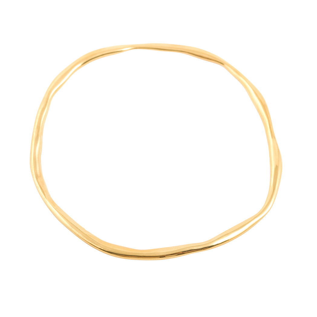 unique organic shaped solid silver bangle in gold plated starling silver unsex design made in uk  Edit alt text