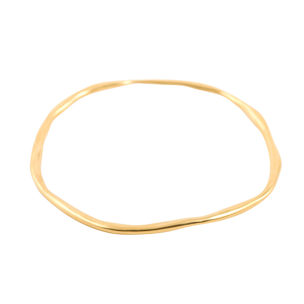 unique organic shaped solid silver bangle in gold plated starling silver unsex design made in uk