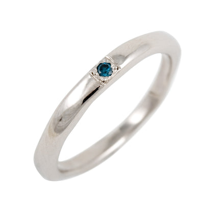 BRIDAL Wedding I Ring with 1 Blue Diamond