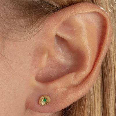 Beyond Gender Melt Stud Earrings with Emeralds in 18K